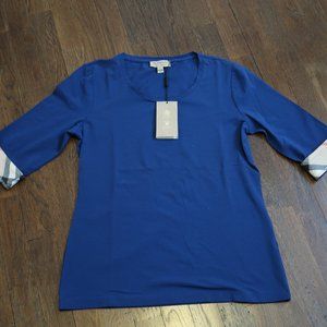 Burberry Bright Navy Blue Womens T-Shirt-Size Medium